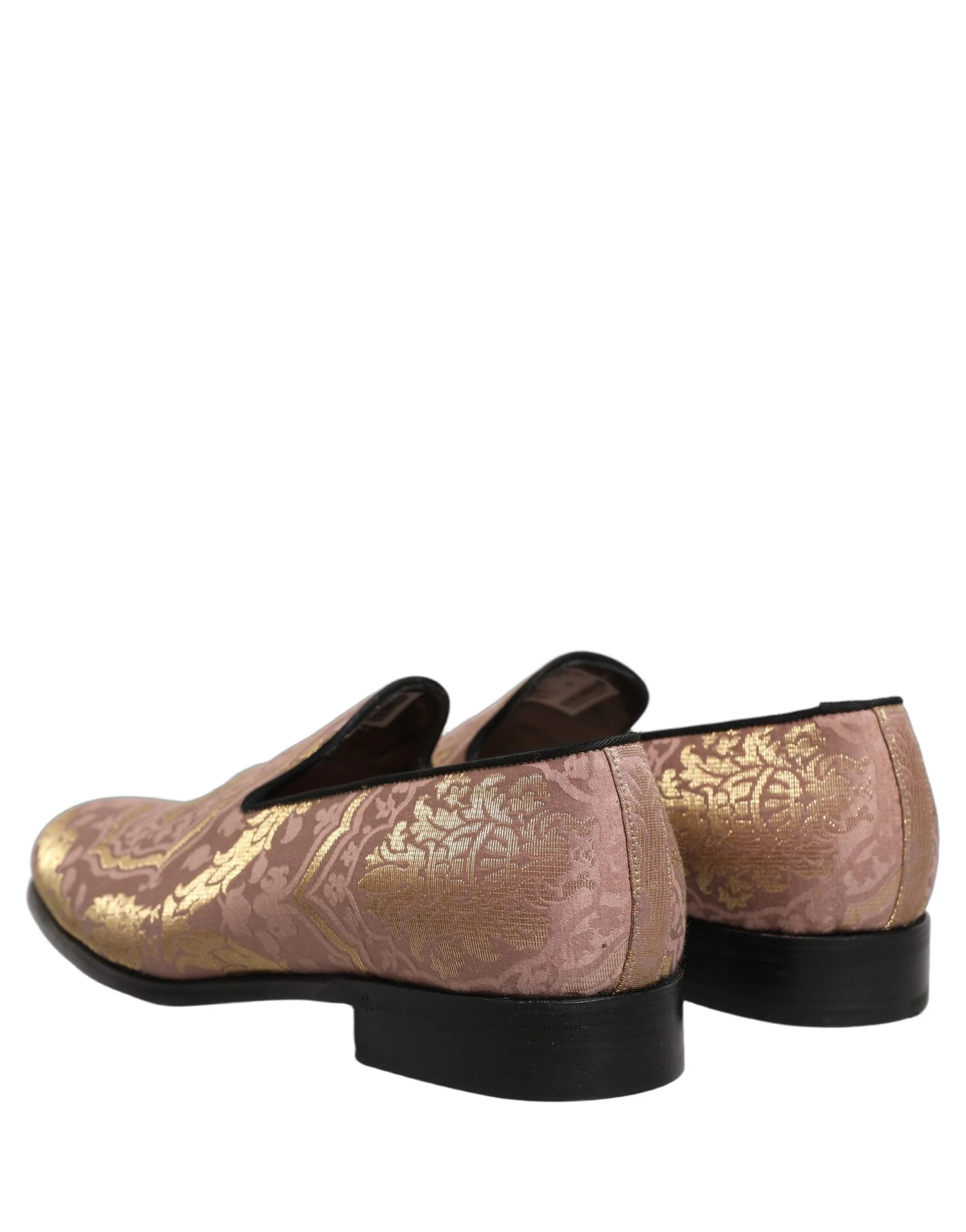 Dolce & Gabbana Pink Brocade Men Slip On Dress Loafers Shoes - EU43/US10