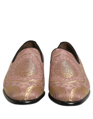 Dolce & Gabbana Pink Brocade Men Slip On Dress Loafers Shoes - EU43/US10