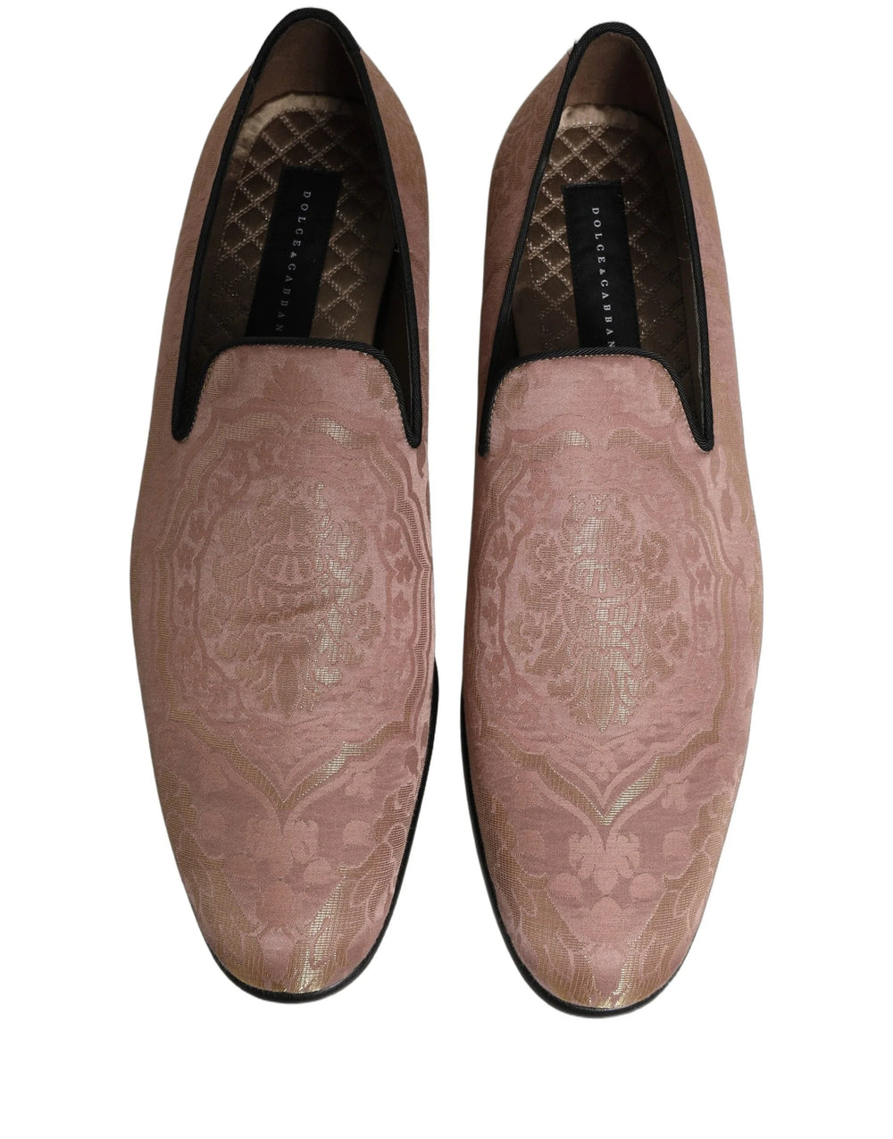 Dolce & Gabbana Pink Brocade Men Slip On Dress Loafers Shoes - EU43/US10