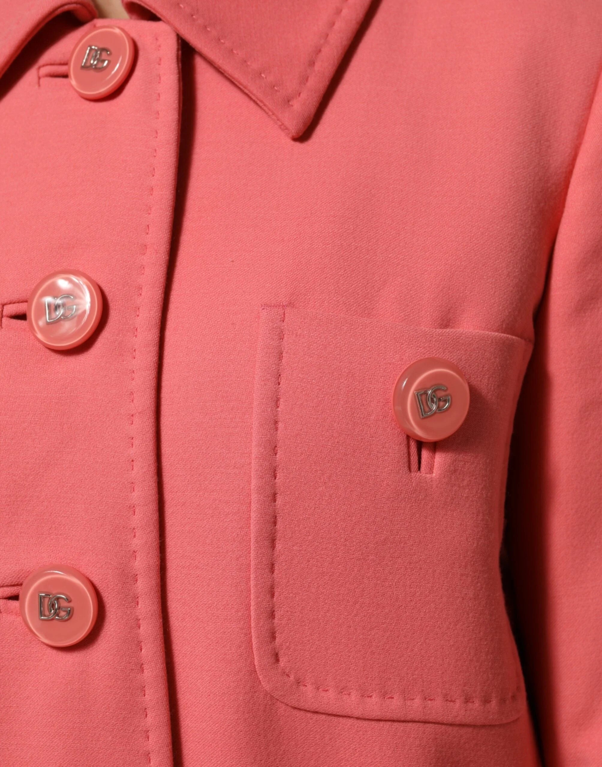 Dolce & Gabbana Pink Buttoned Down Trench Coat Jacket - IT38 | XS - Trench Coats