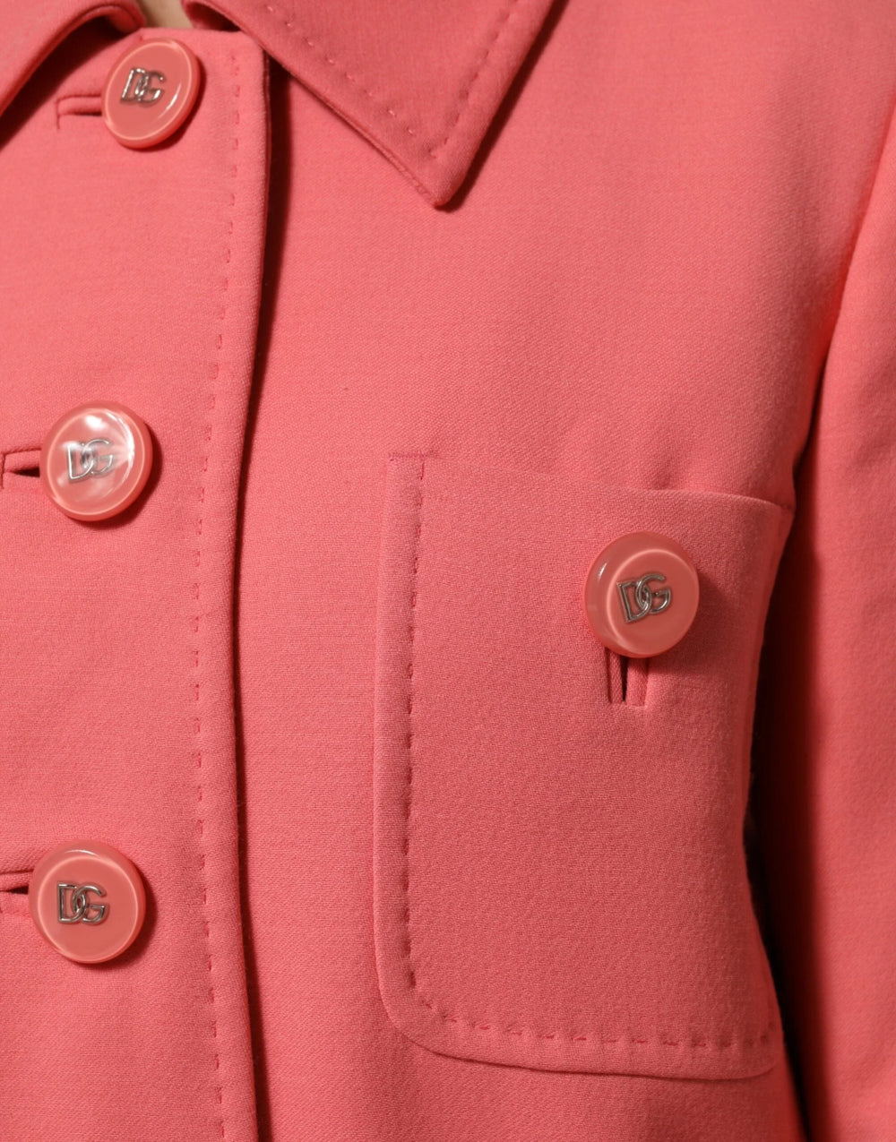 Dolce & Gabbana Pink Buttoned Down Trench Coat Jacket - IT38 | XS - Trench Coats
