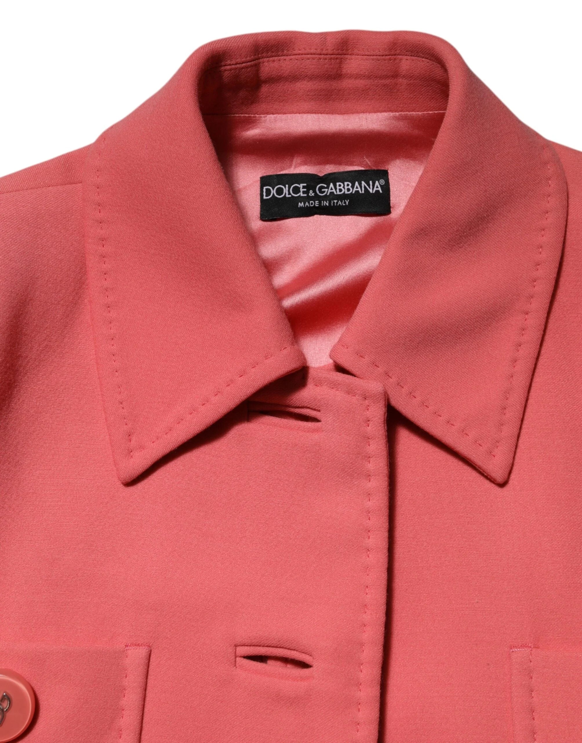 Dolce & Gabbana Pink Buttoned Down Trench Coat Jacket - IT38 | XS - Trench Coats