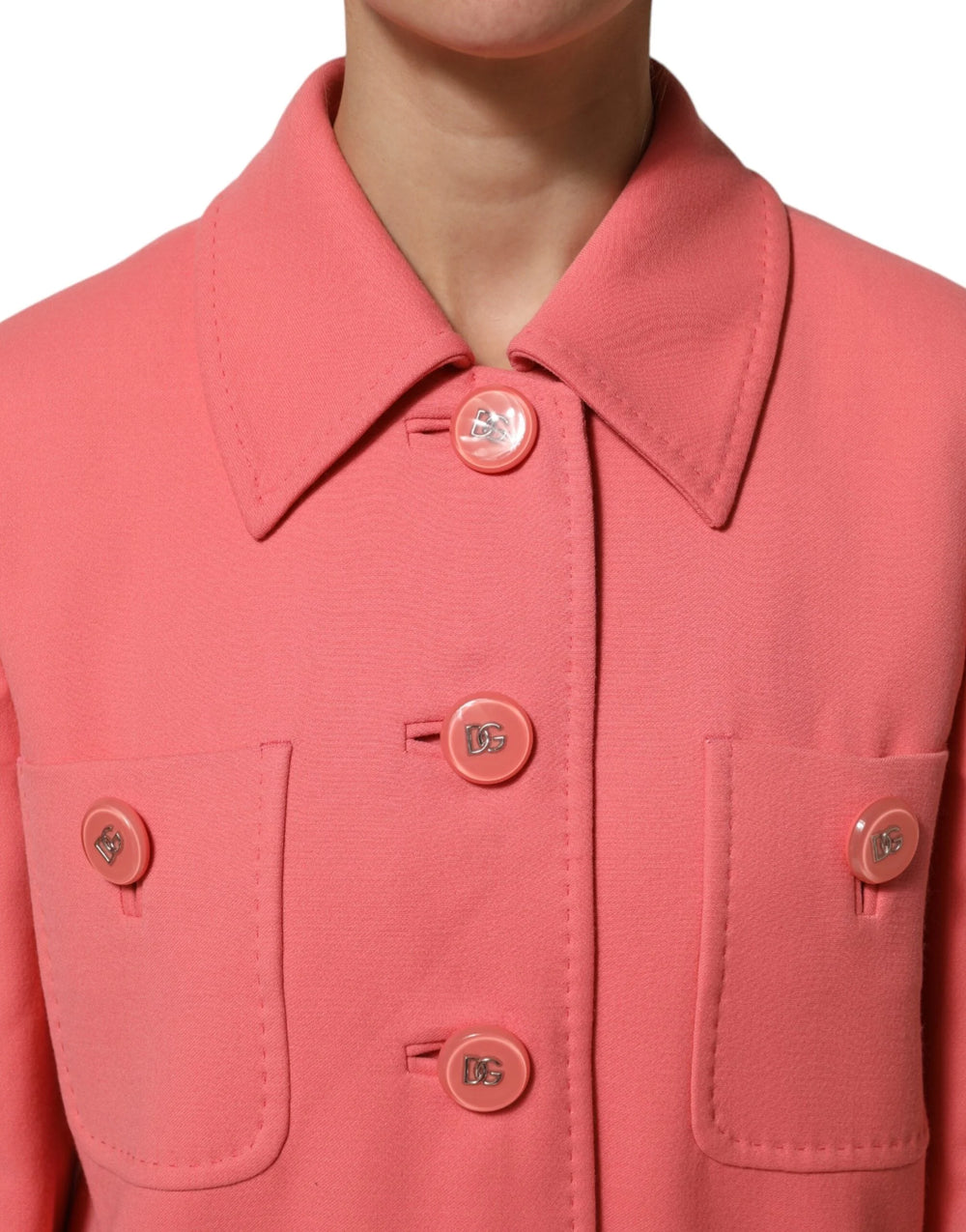Dolce & Gabbana Pink Buttoned Down Trench Coat Jacket - IT38 | XS - Trench Coats