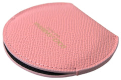 Dolce & Gabbana Pink Calfskin Leather Round Mirror Holder - Face Mirrors