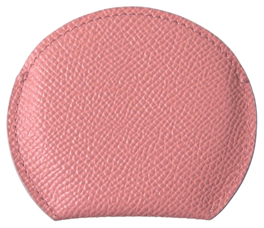 Dolce & Gabbana Pink Calfskin Leather Round Mirror Holder - Face Mirrors