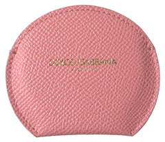 Dolce & Gabbana Pink Calfskin Leather Round Mirror Holder - Face Mirrors