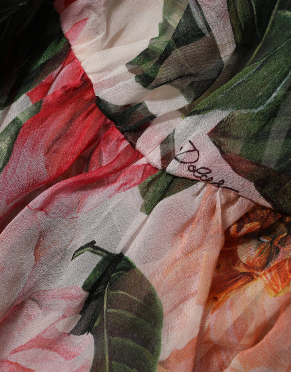 Dolce & Gabbana Pink Camellias Printed Silk V-neck Blouse Top - Blouses