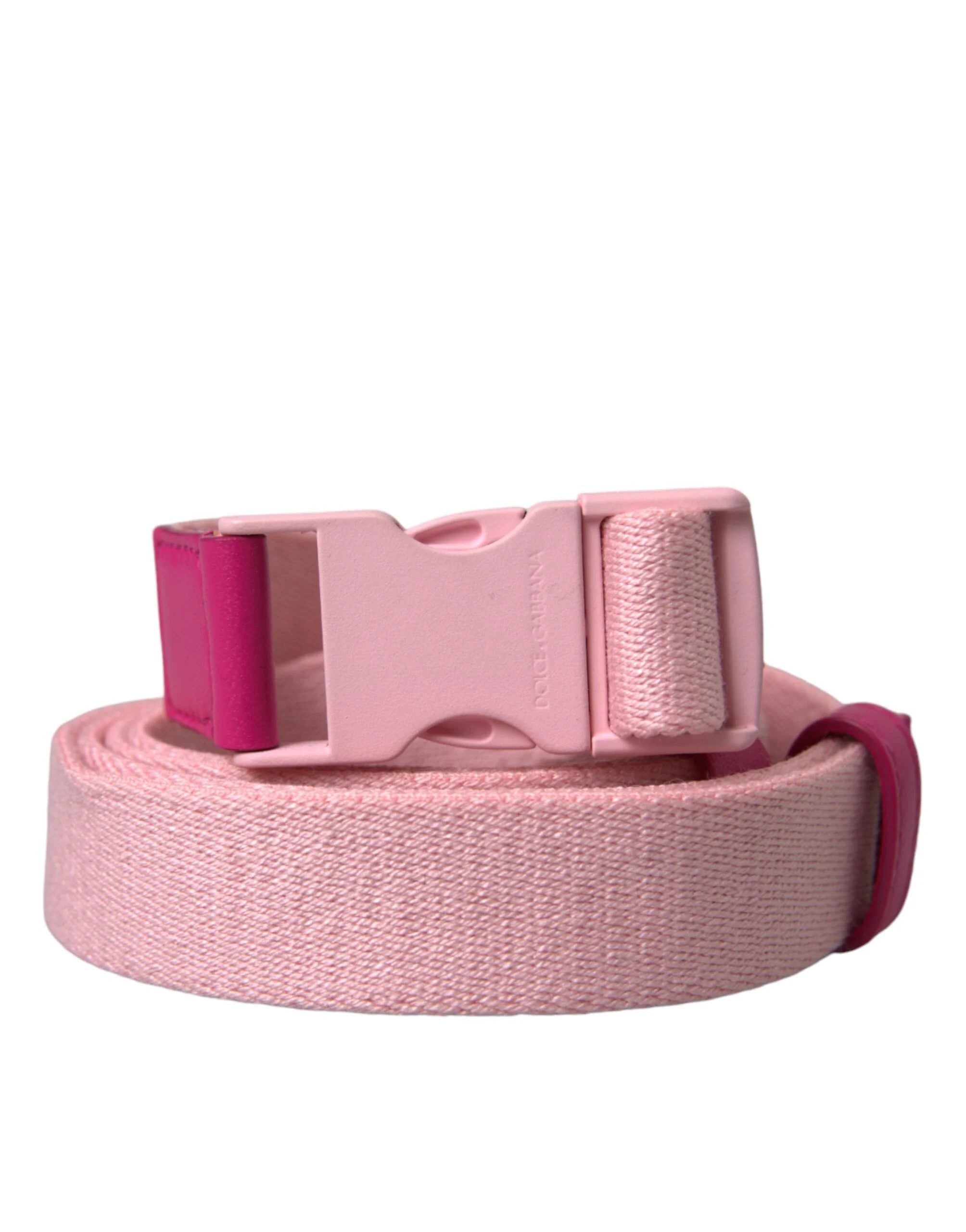 Dolce & Gabbana Pink Canvas Stretch Plastic Buckle Women Belt - 120cm / 48 inch - Belts