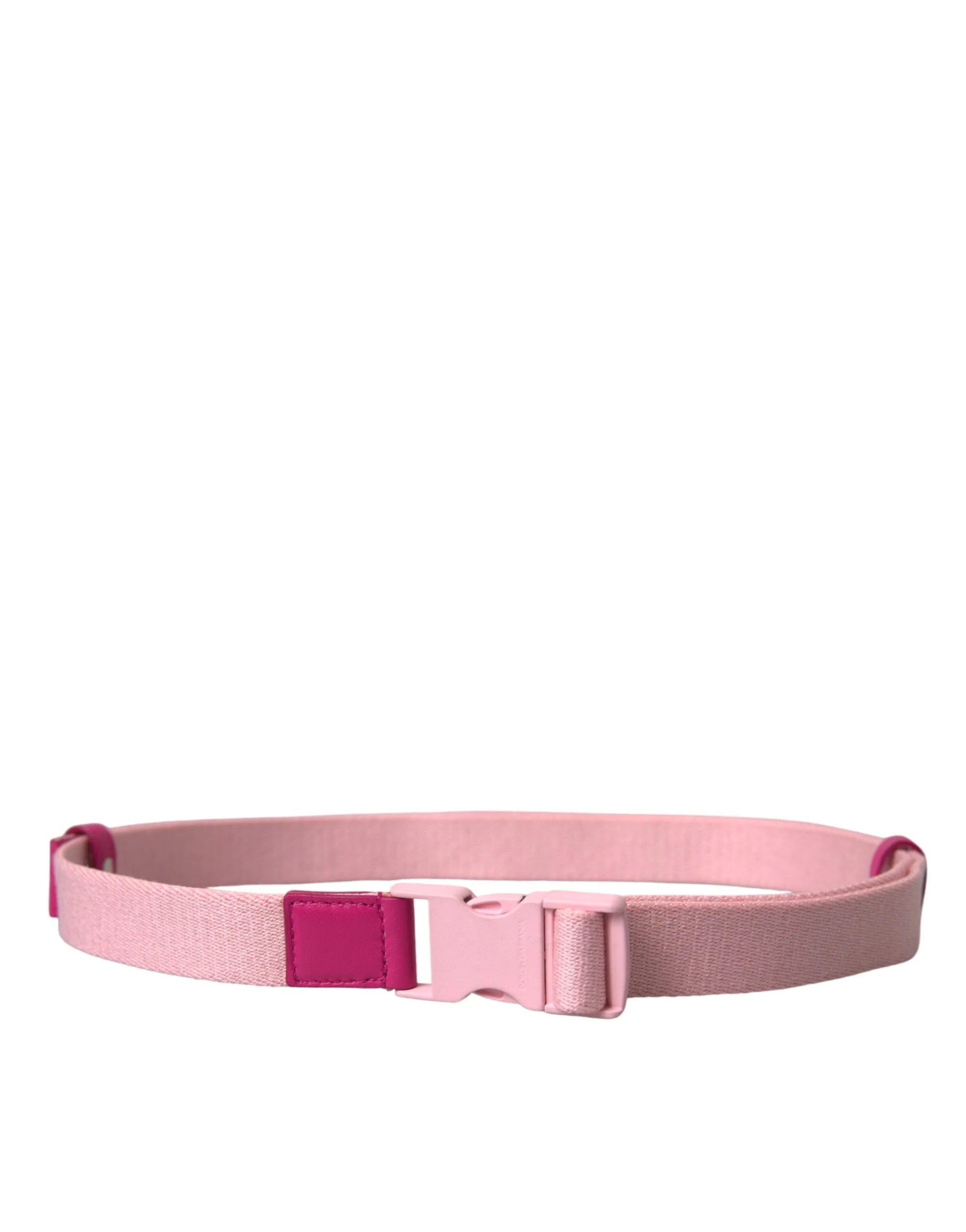 Dolce & Gabbana Pink Canvas Stretch Plastic Buckle Women Belt - 120cm / 48 inch - Belts