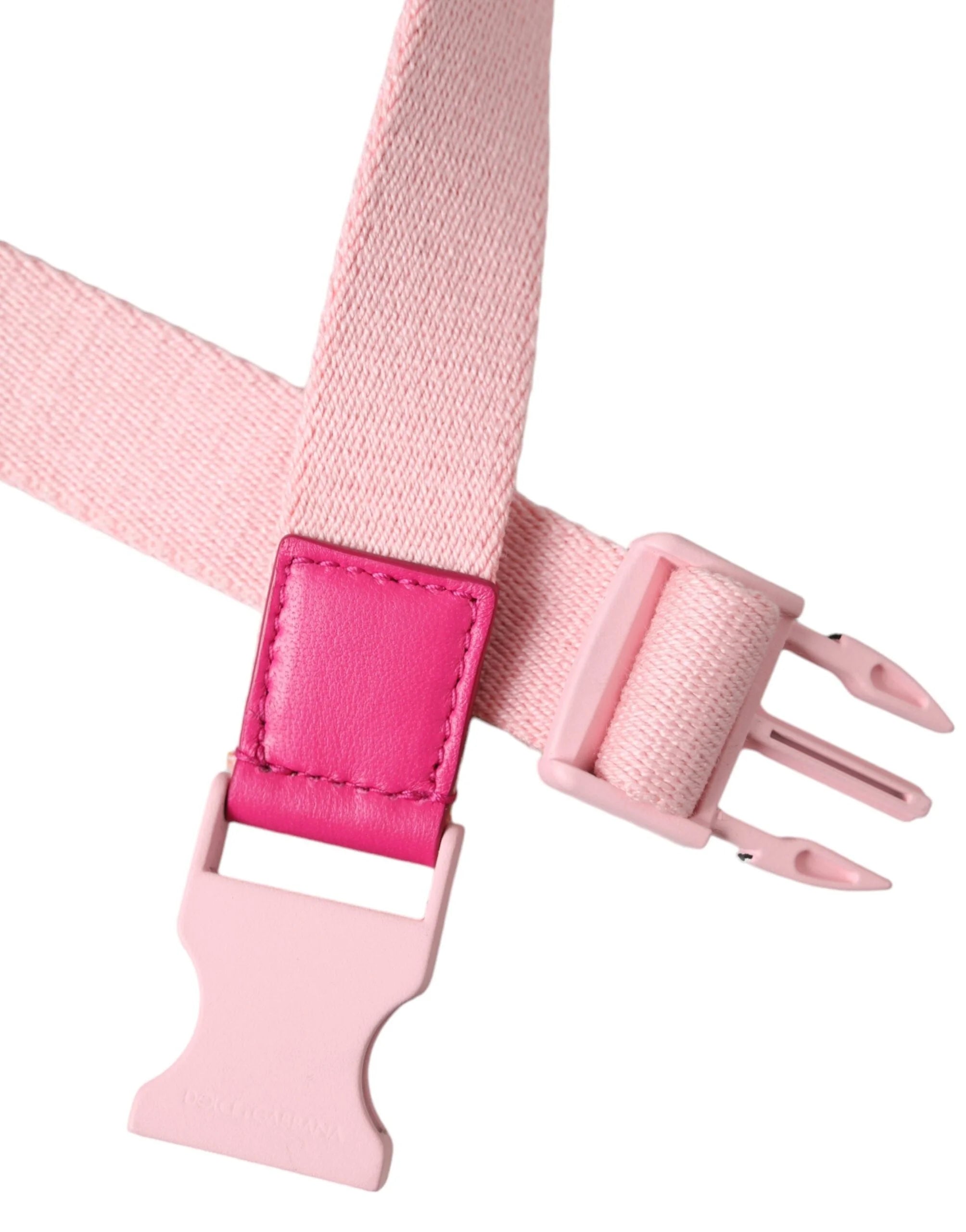 Dolce & Gabbana Pink Canvas Stretch Plastic Buckle Women Belt - 120cm / 48 inch - Belts