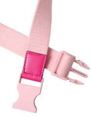 Dolce & Gabbana Pink Canvas Stretch Plastic Buckle Women Belt - 120cm / 48 inch - Belts