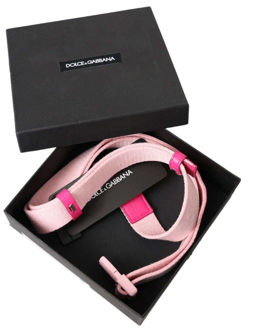 Dolce & Gabbana Pink Canvas Stretch Plastic Buckle Women Belt - 120cm / 48 inch - Belts