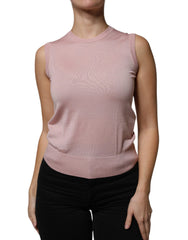 Dolce & Gabbana Pink Cashmere Knitted Sleeveless Tank Top - IT38 | XS - Tank Tops