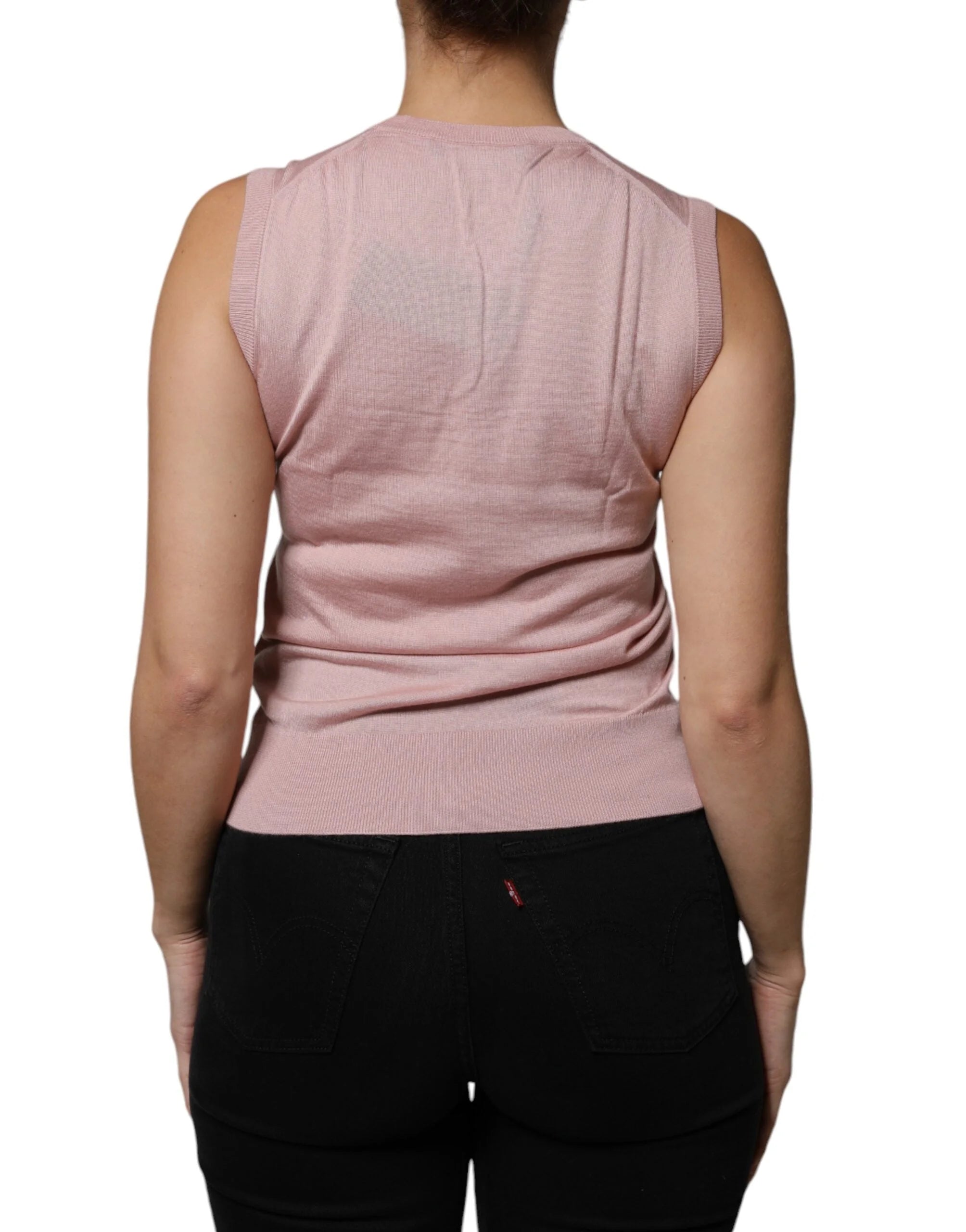 Dolce & Gabbana Pink Cashmere Knitted Sleeveless Tank Top - IT38 | XS - Tank Tops