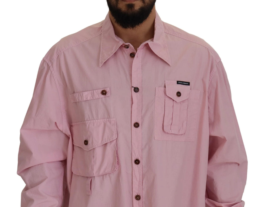 Dolce & Gabbana Pink Casual Button Down Long Sleeves Shirt - IT45 | 3XL - Shirts