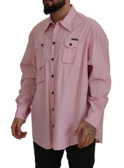 Dolce & Gabbana Pink Casual Button Down Long Sleeves Shirt - IT45 | 3XL - Shirts