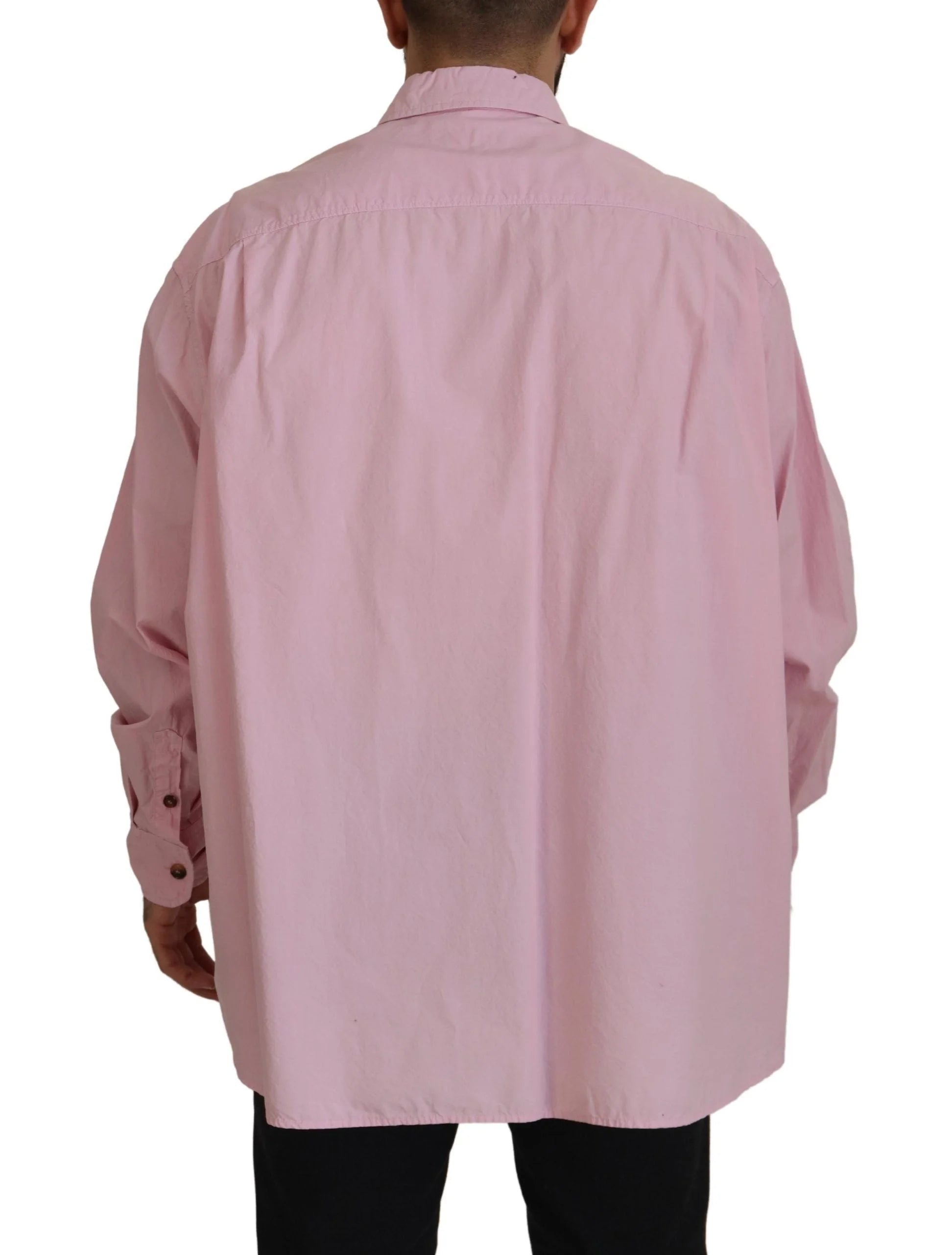 Dolce & Gabbana Pink Casual Button Down Long Sleeves Shirt - IT45 | 3XL - Shirts