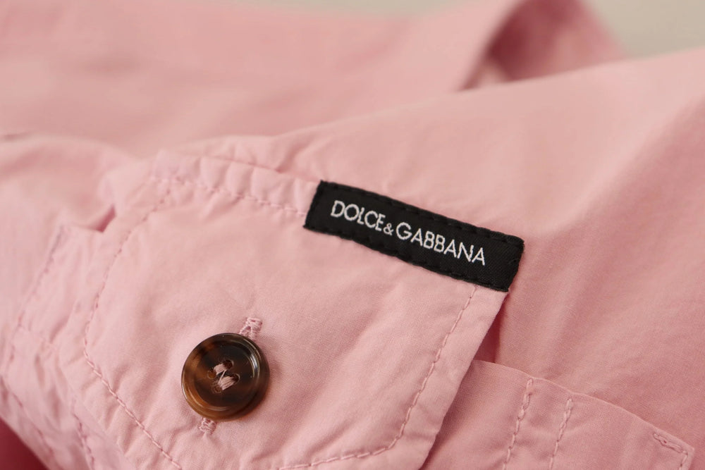 Dolce & Gabbana Pink Casual Button Down Long Sleeves Shirt - IT45 | 3XL - Shirts