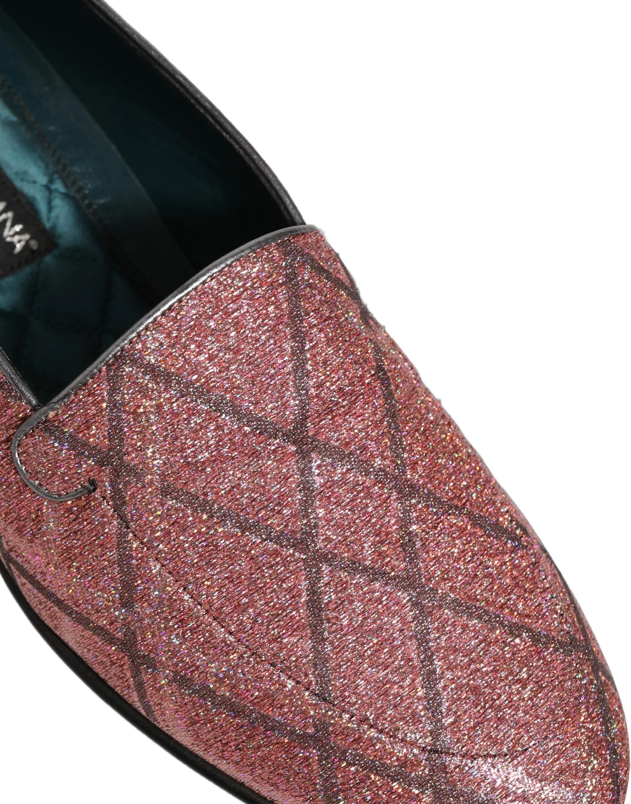 Dolce & Gabbana Pink Check Glitter Lurex Logo Loafers Shoes - EU43/US10