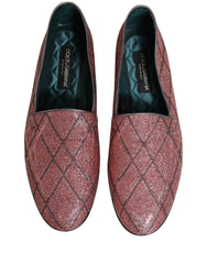 Dolce & Gabbana Pink Check Glitter Lurex Logo Loafers Shoes - EU43/US10