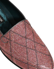 Dolce & Gabbana Pink Check Glitter Lurex Logo Loafers Shoes - EU43/US10