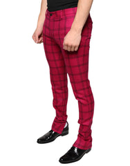 Dolce & Gabbana Pink Checkered Wool Skinny Pants - IT48 | M - Trousers
