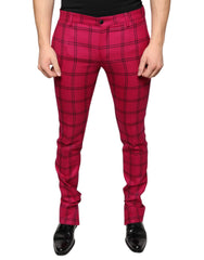 Dolce & Gabbana Pink Checkered Wool Skinny Pants - IT48 | M - Trousers