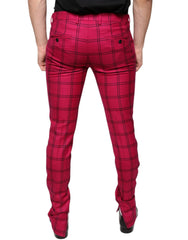 Dolce & Gabbana Pink Checkered Wool Skinny Pants - IT48 | M - Trousers