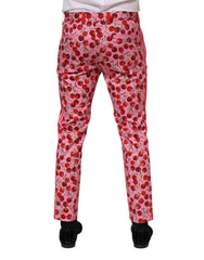 Dolce & Gabbana Pink Cherry Print Cotton Dress Pants - IT48 | M - Trousers