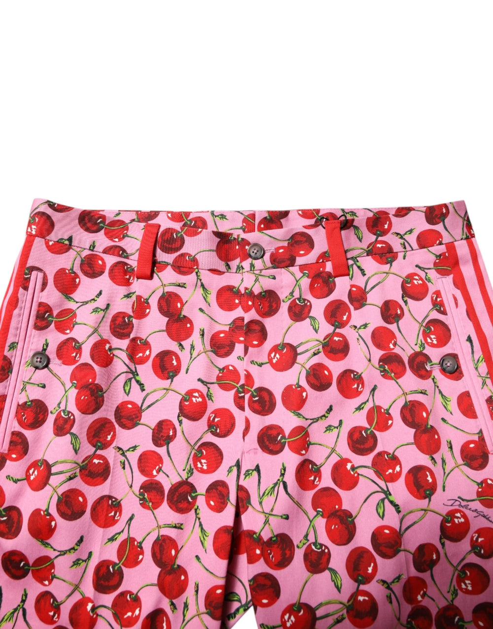 Dolce & Gabbana Pink Cherry Print Cotton Dress Pants - IT48 | M - Trousers