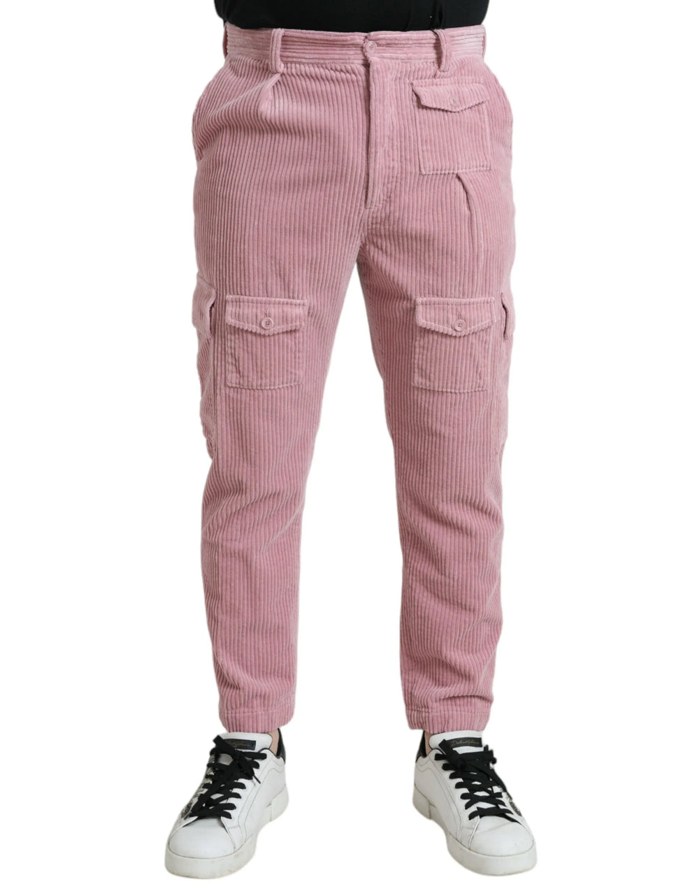 Dolce & Gabbana Pink Corduroy Cotton Stretch Skinny Cargo Jeans - IT48 | M - Jeans