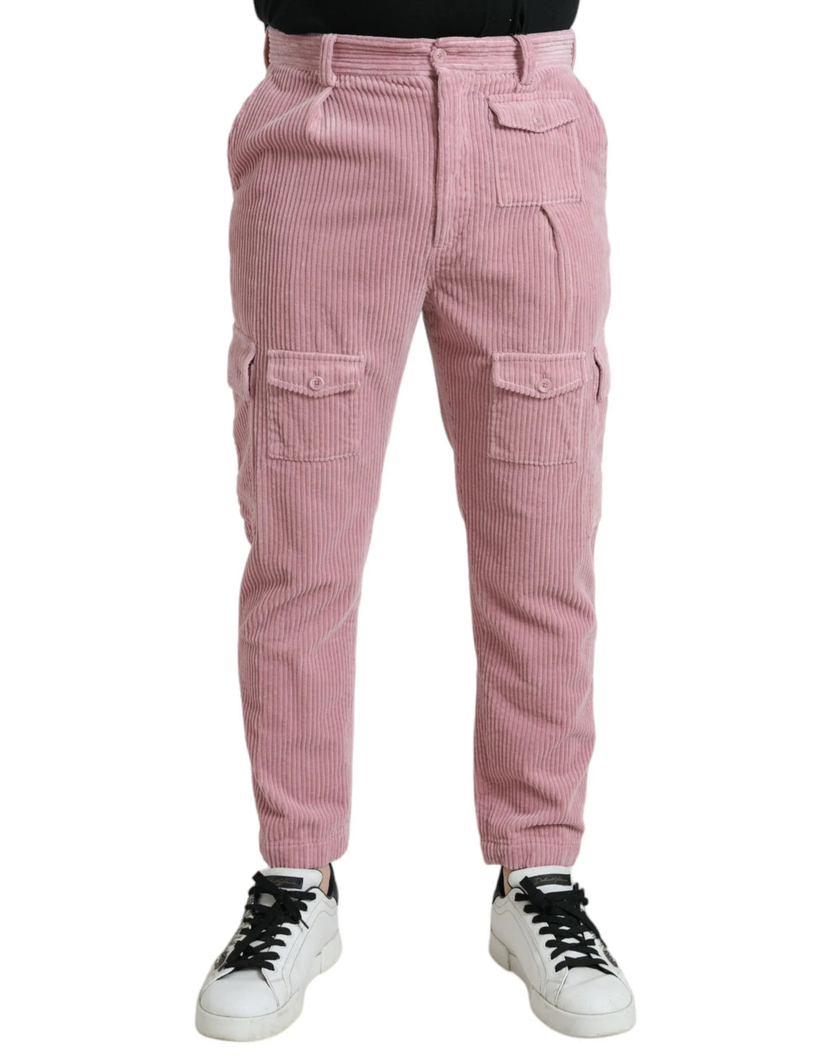 Dolce & Gabbana Pink Corduroy Cotton Stretch Skinny Cargo Jeans - IT48 | M - Jeans