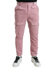 Dolce & Gabbana Pink Corduroy Cotton Stretch Skinny Cargo Jeans - IT48 | M - Jeans