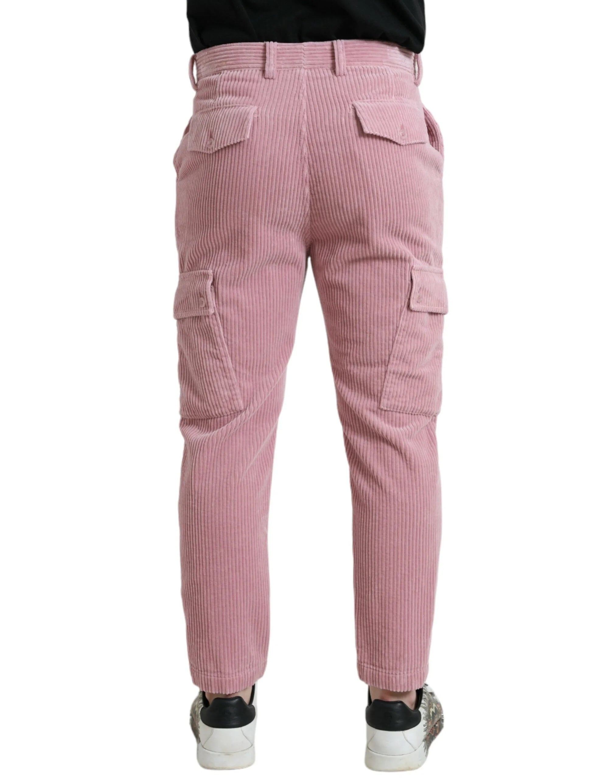 Dolce & Gabbana Pink Corduroy Cotton Stretch Skinny Cargo Jeans - IT48 | M - Jeans