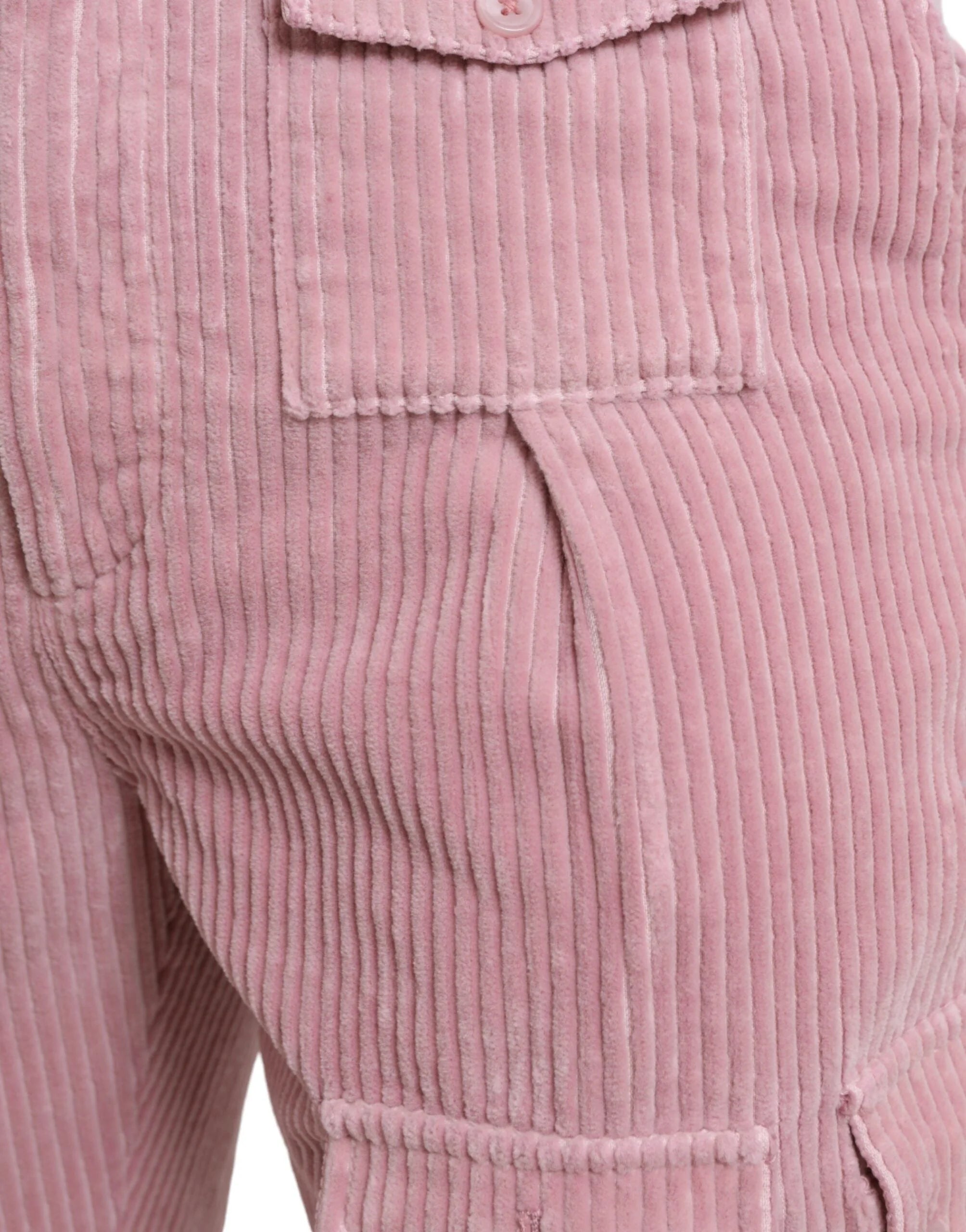 Dolce & Gabbana Pink Corduroy Cotton Stretch Skinny Cargo Jeans - IT48 | M - Jeans