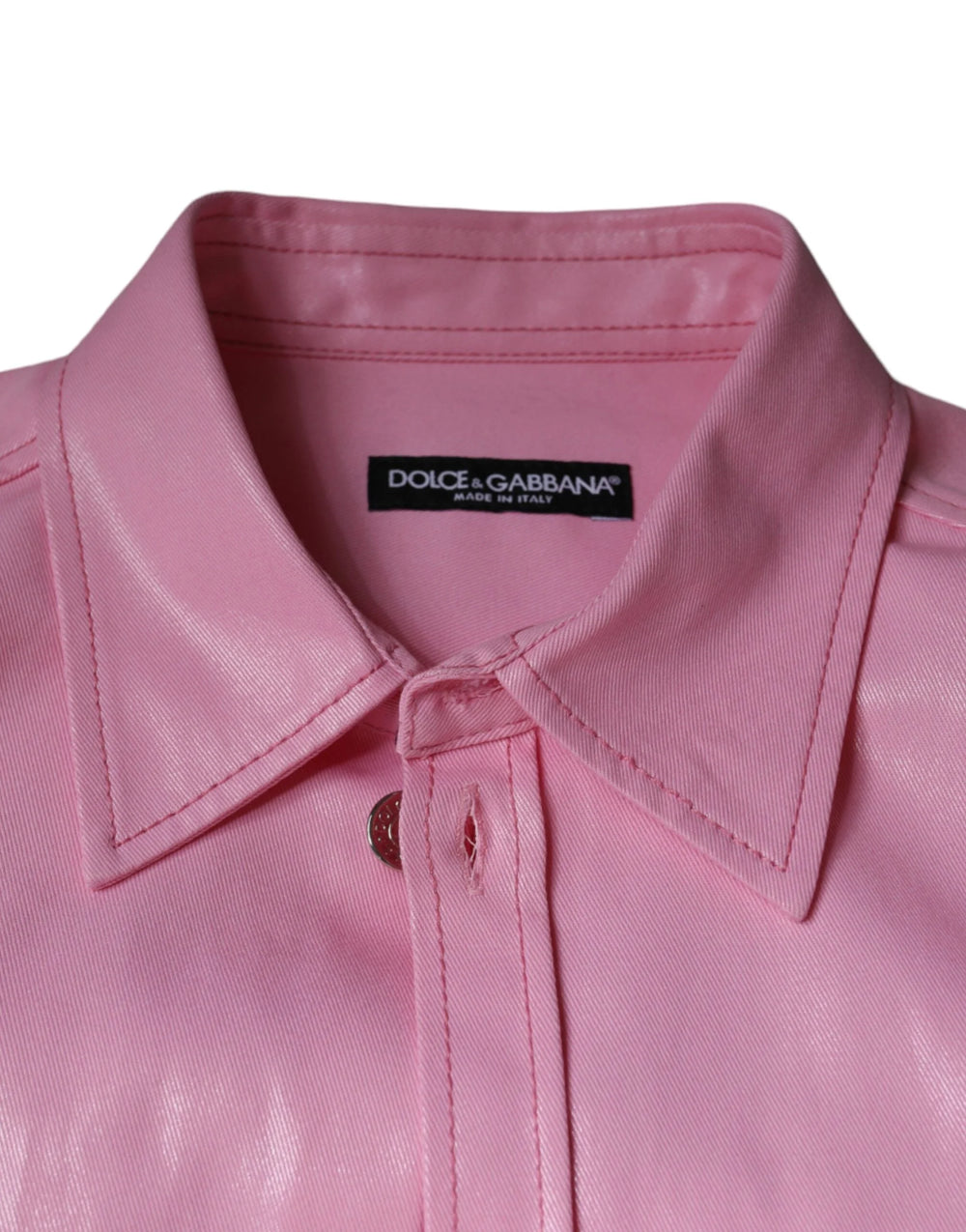 Dolce & Gabbana Pink Cotton Collared Button Down Shirt - Shirts