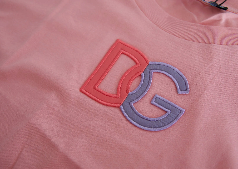 Dolce & Gabbana Pink Cotton DG Logo Crew Neck Tank T-shirt - Tank Tops