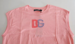 Dolce & Gabbana Pink Cotton DG Logo Crew Neck Tank T-shirt - Tank Tops