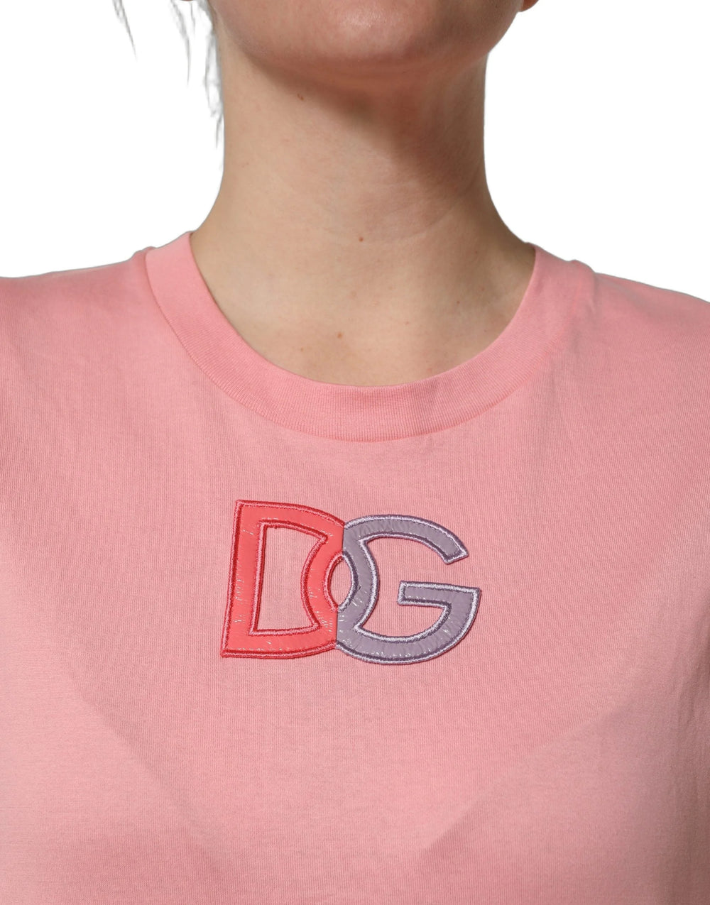 Dolce & Gabbana Pink Cotton DG Logo Round Neck Tank T-shirt - IT38 | XS