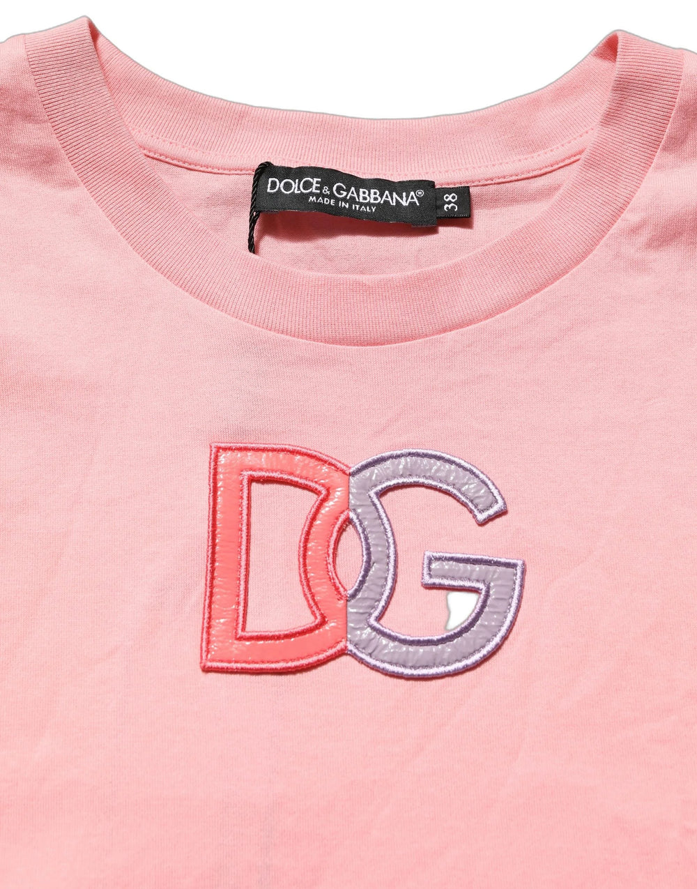 Dolce & Gabbana Pink Cotton DG Logo Round Neck Tank T-shirt - IT38 | XS