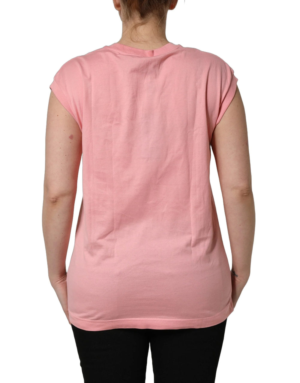 Dolce & Gabbana Pink Cotton DG Logo Round Neck Tank T-shirt - IT38 | XS