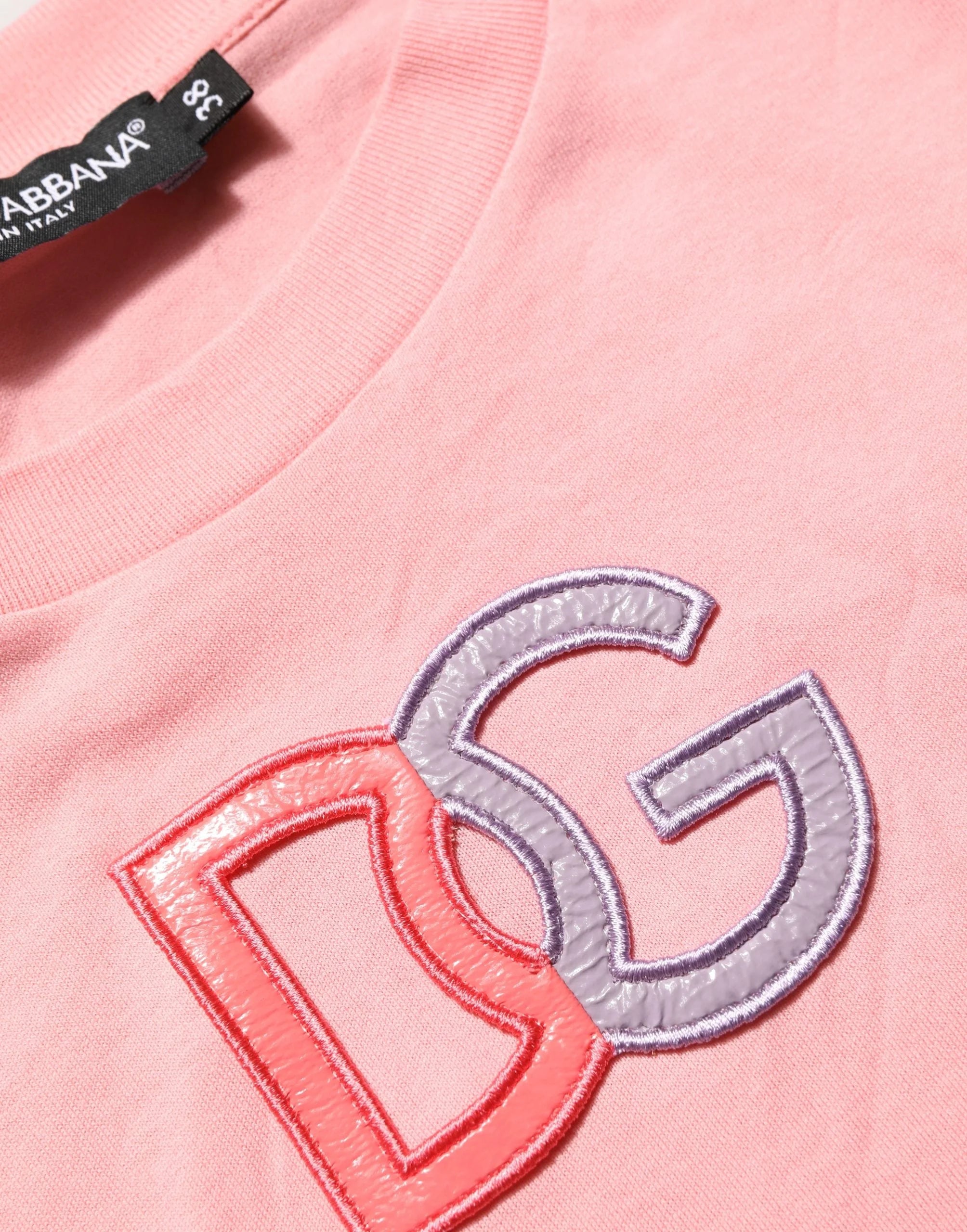 Dolce & Gabbana Pink Cotton DG Logo Round Neck Tank T-shirt - IT38 | XS