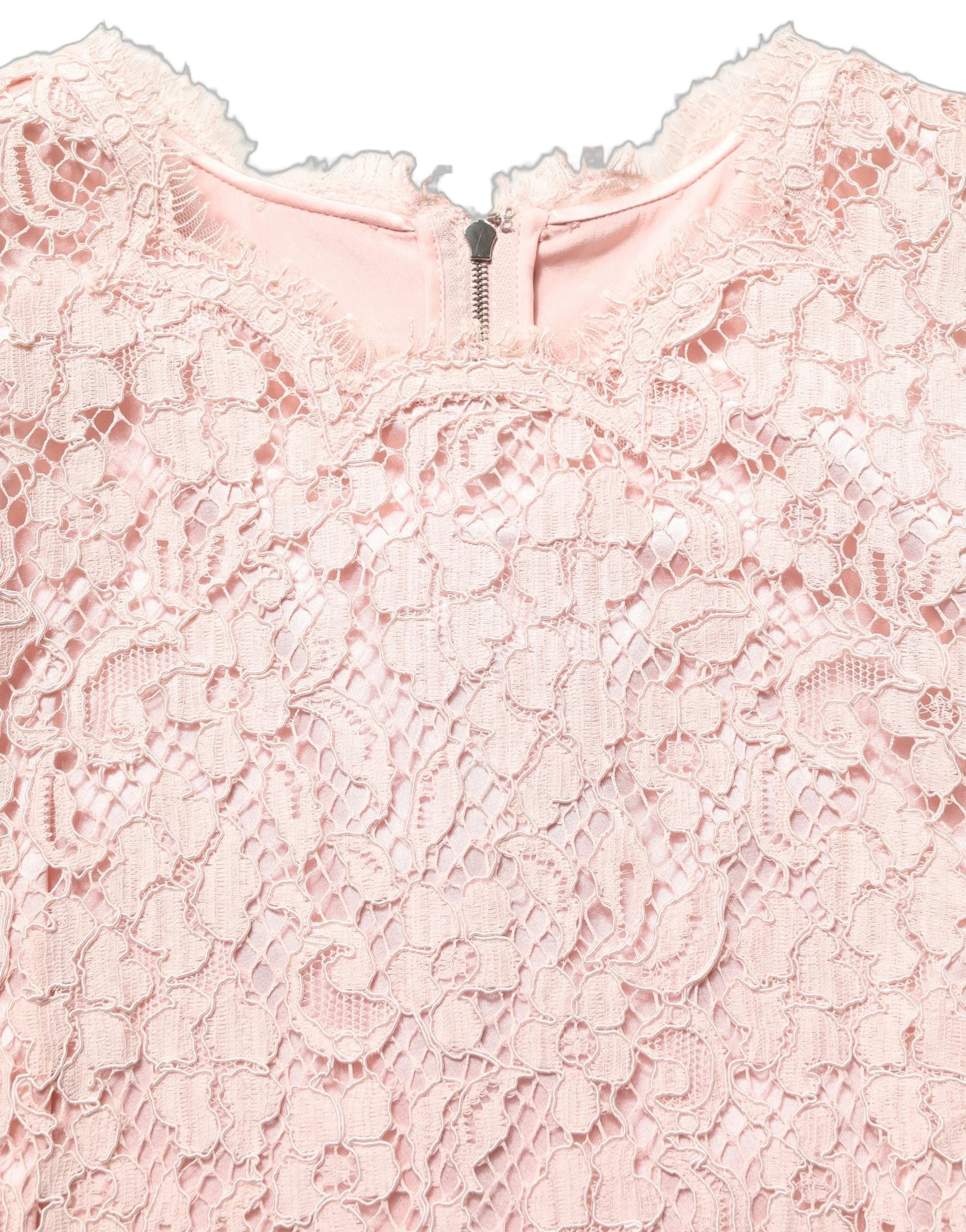Dolce & Gabbana Pink Cotton Floral Lace Sleeveless Mini Dress - IT40|S