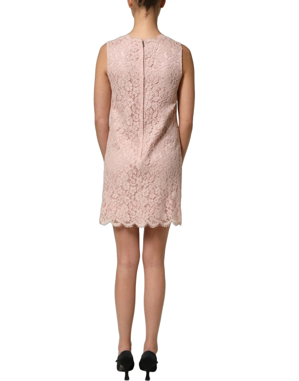 Dolce & Gabbana Pink Cotton Floral Lace Sleeveless Mini Dress - IT40|S