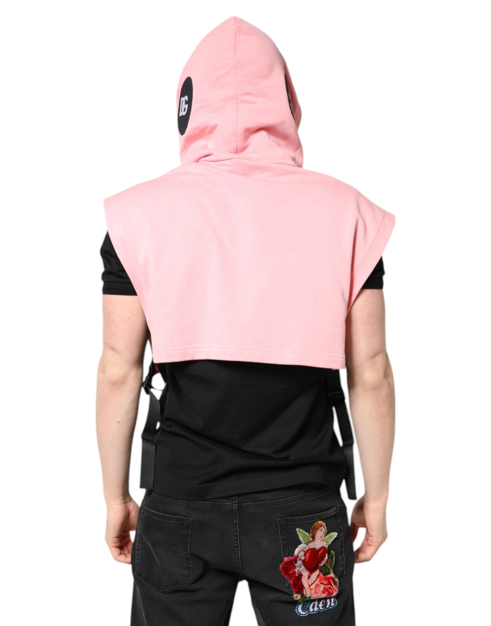 Dolce & Gabbana Pink Cotton Hooded Men Sportswear Vest Sweater - Hoodies