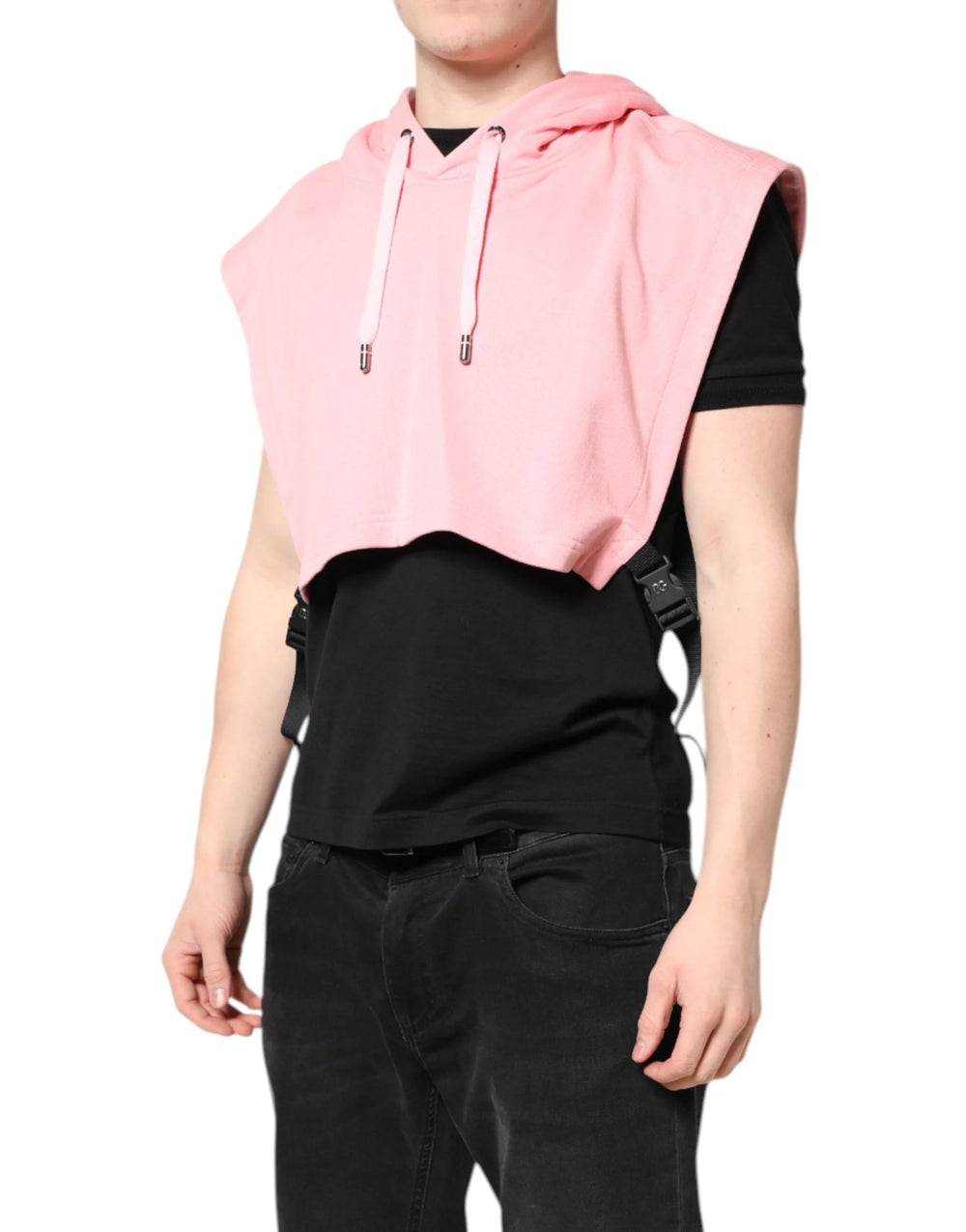 Dolce & Gabbana Pink Cotton Hooded Men Sportswear Vest Sweater - Hoodies