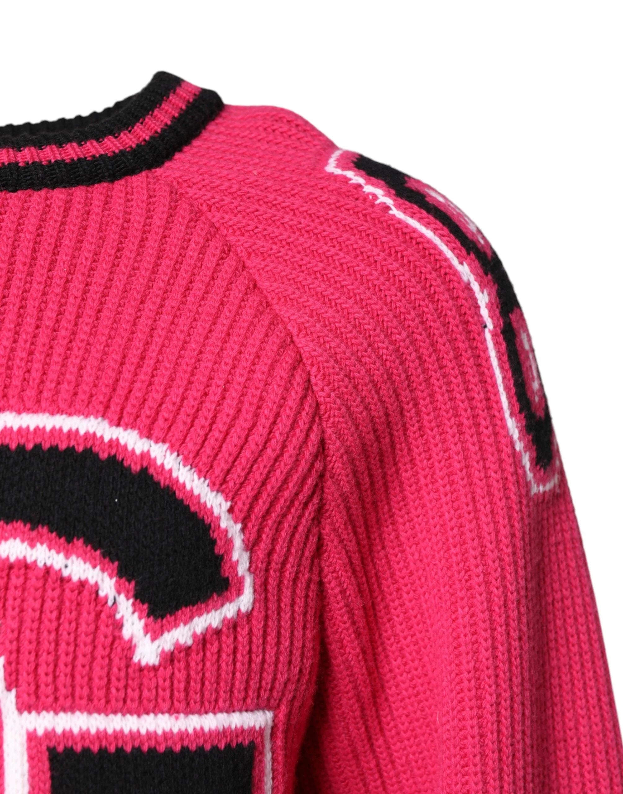 Dolce & Gabbana Pink Cotton Logo Print Knit Pullover Sweater - IT48 | M - Sweaters
