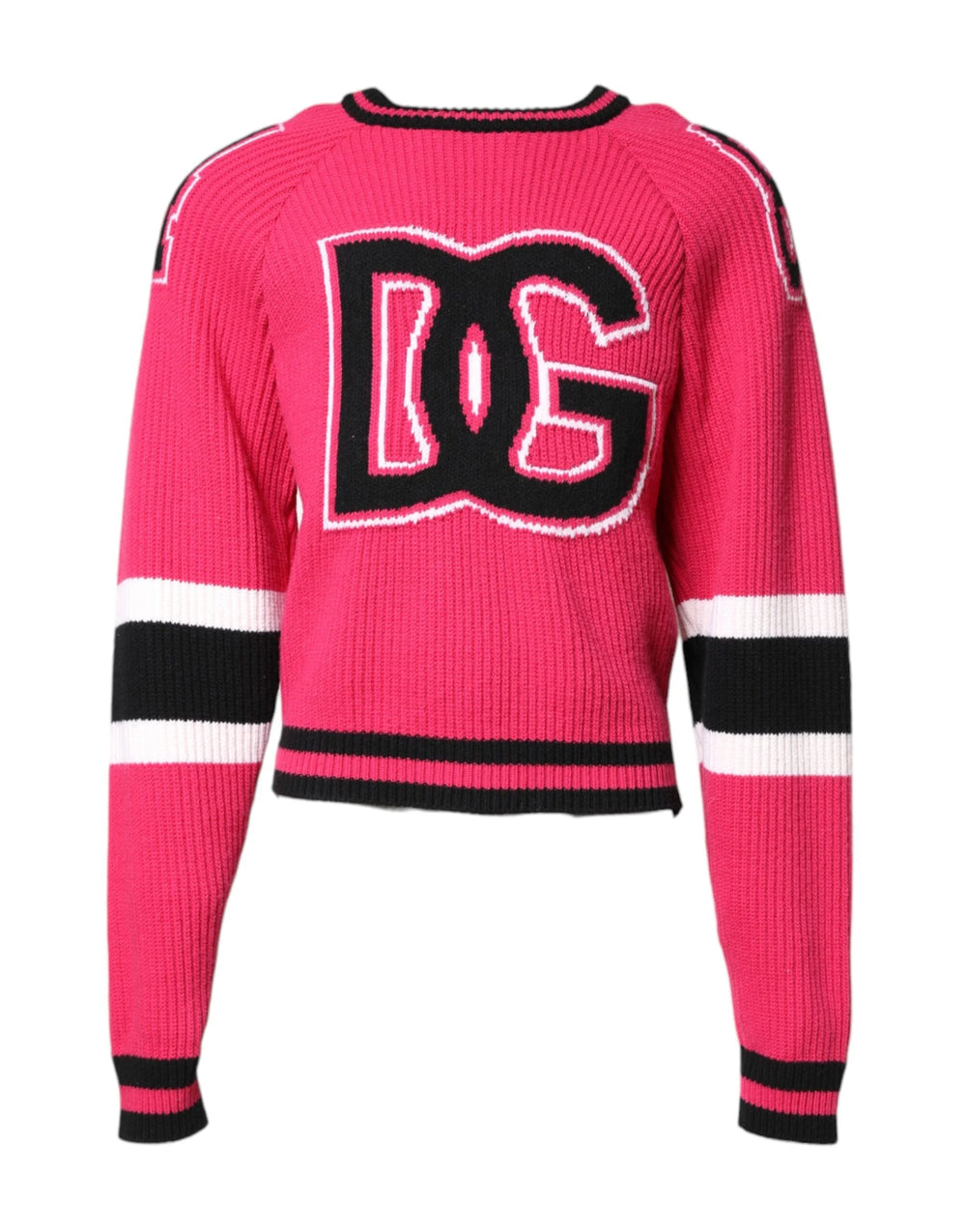 Dolce & Gabbana Pink Cotton Logo Print Knit Pullover Sweater - IT48 | M - Sweaters