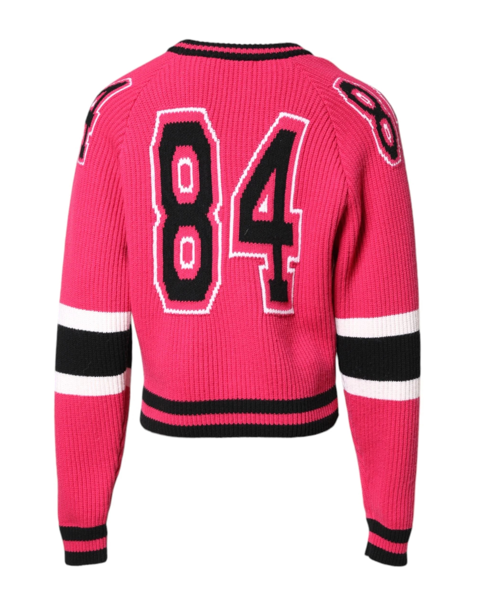 Dolce & Gabbana Pink Cotton Logo Print Knit Pullover Sweater - IT48 | M - Sweaters