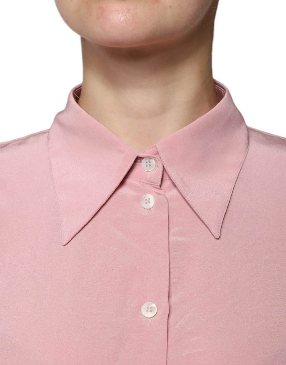 Dolce & Gabbana Pink Cotton Long Sleeves Collared Blouse Top - IT40|S - Blouses